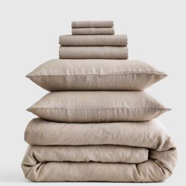 European Linen Deluxe Bedding Bundle - Color: Toffee Size: King