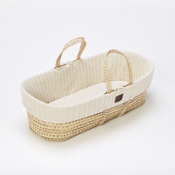 Little Green Sheep Natural Knitted Moses Basket in Natural