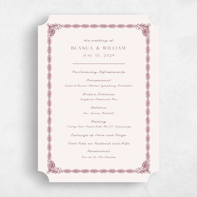 Red Ticket Wedding Program - Ariadne
