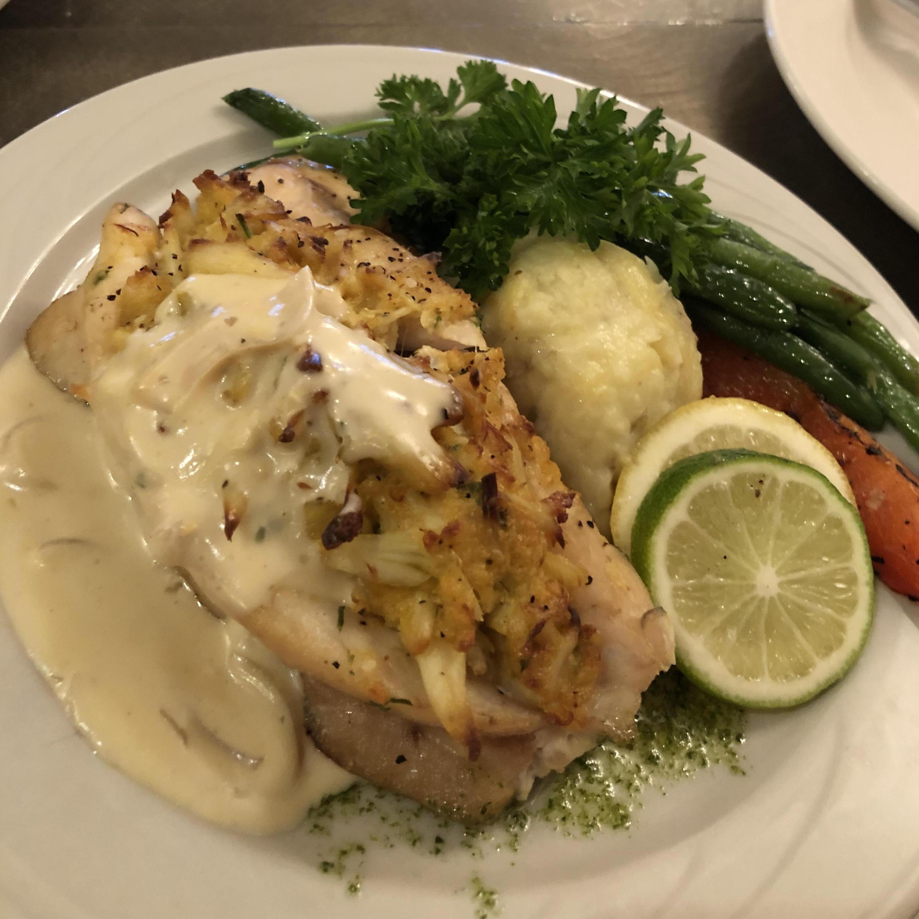 Roasted Rockfish with Crab Imperial in a Warm Whole Grain Mustard Vinaigrette