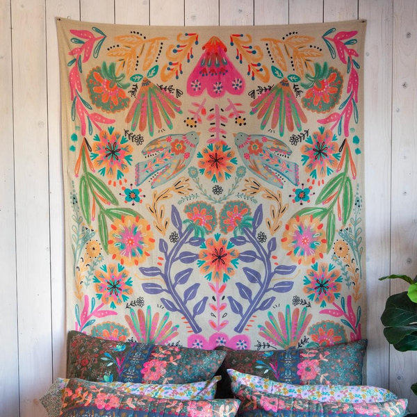 Cotton Tapestry - Cream Birds