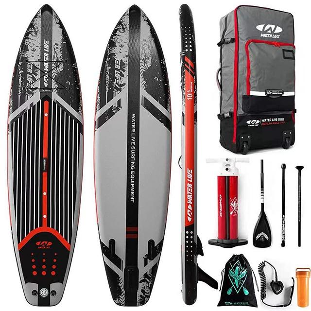 WATER LIVE Inflatable Stand Up Paddle Board for Adults SUP with Super Fast Dual Chamber Pump Oversized Backpack with Wheels Floating Fiberglass Paddle with All Luxury Accessories You Need
