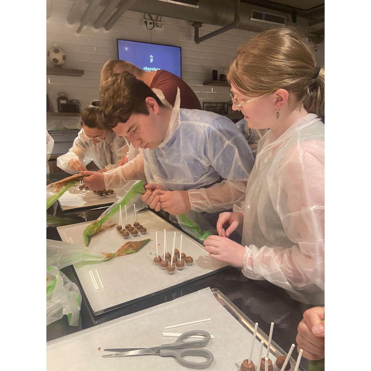 Making Belgian chocolate in Antwerp.