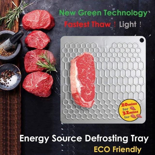 PDair Fast Defrosting Tray for Frozen Foods, Rapid Thawing Plate Large Board for Frozen Meat, Kitchen Defrosting Mat Pad FDA Approved, Made of Aviation Aluminum, Quickly Thawing and Keeping Food Fresh