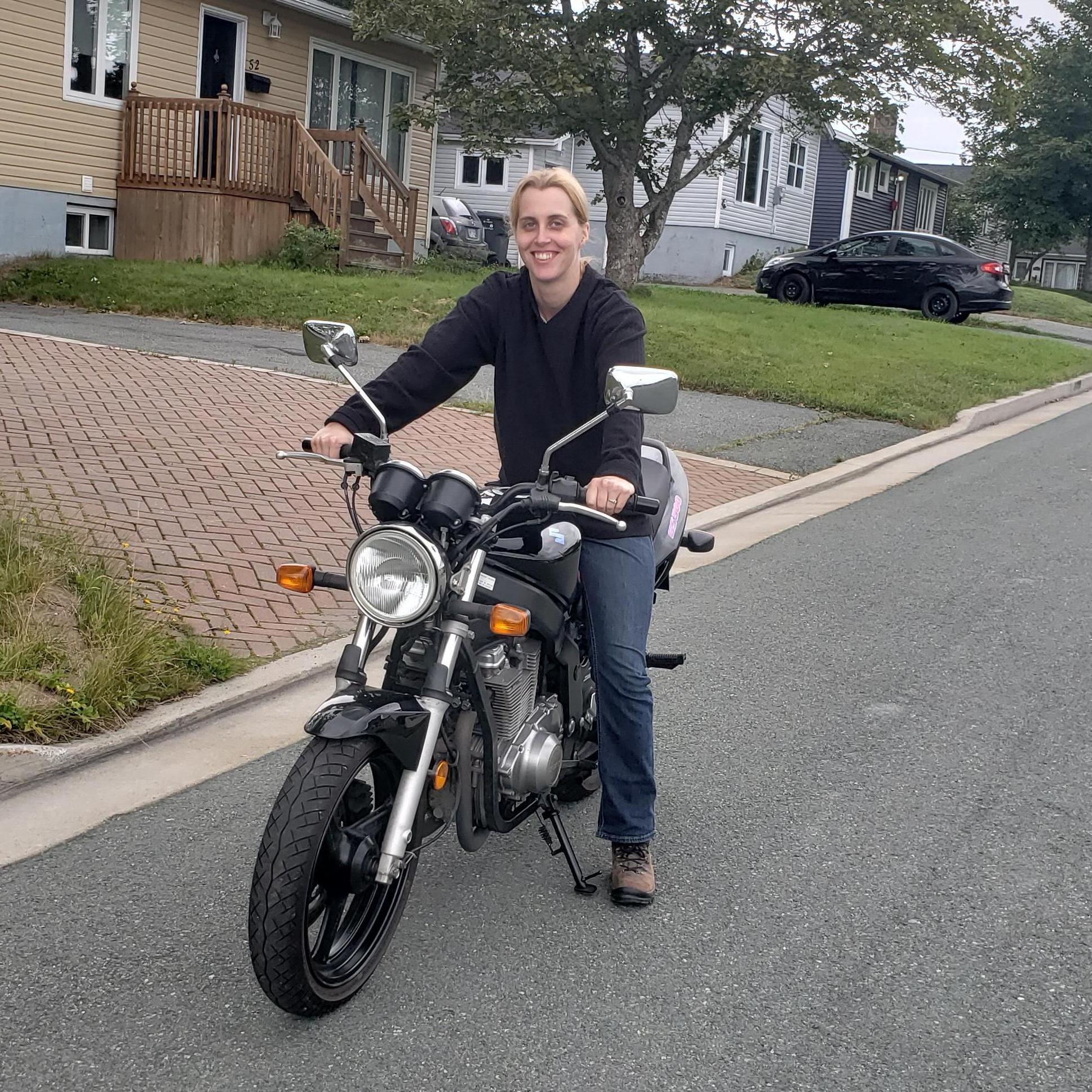 On the bike.