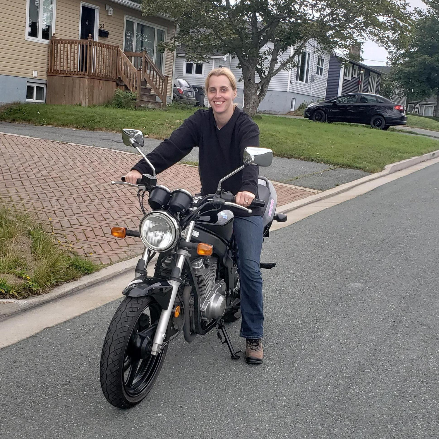 On the bike.
