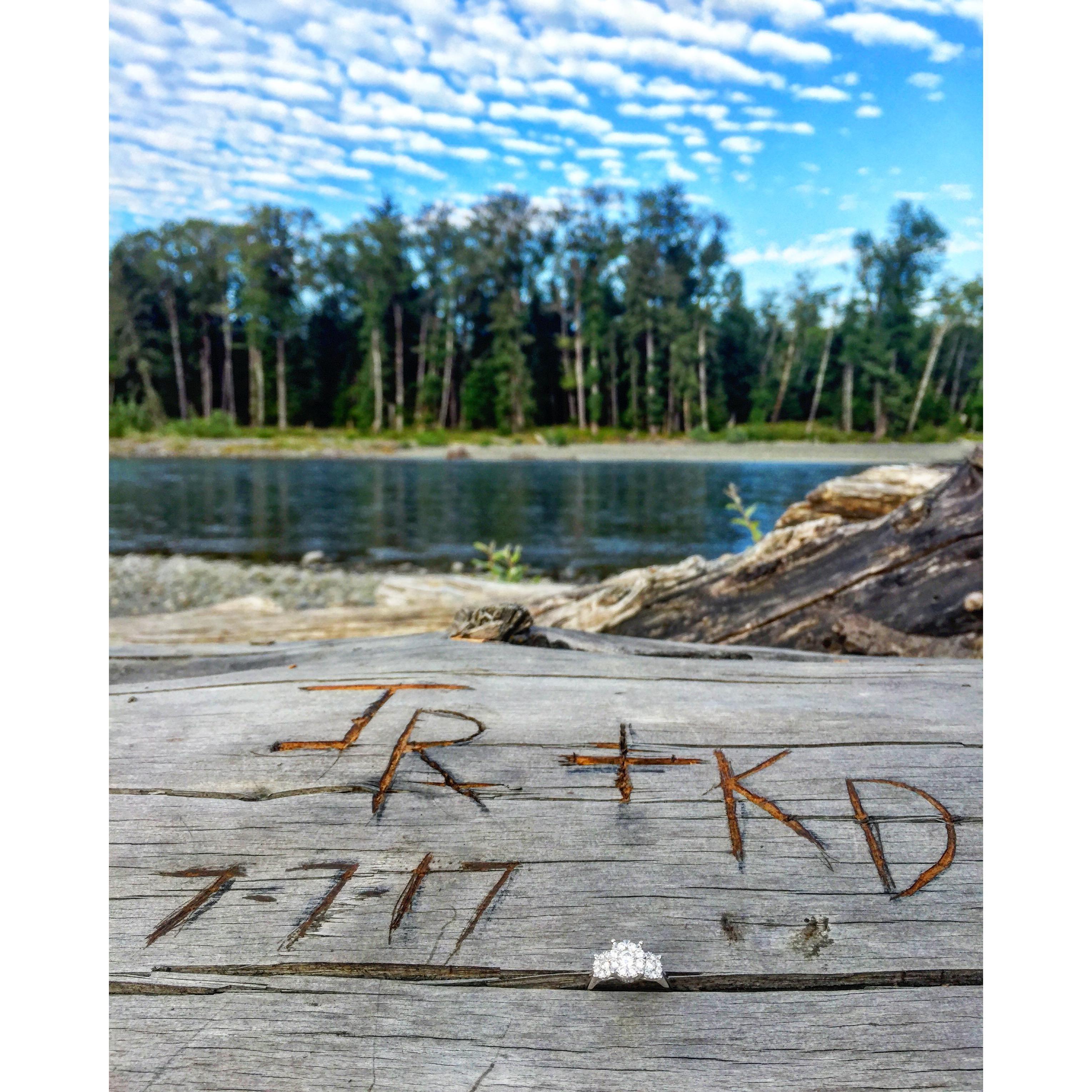 The date and place we got engaged. We hope to come back and visit this same spot in the future!