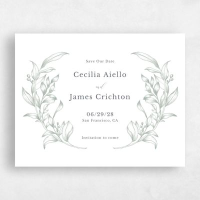 Sage, Green Wedding Save the Date - Merriott Landscape