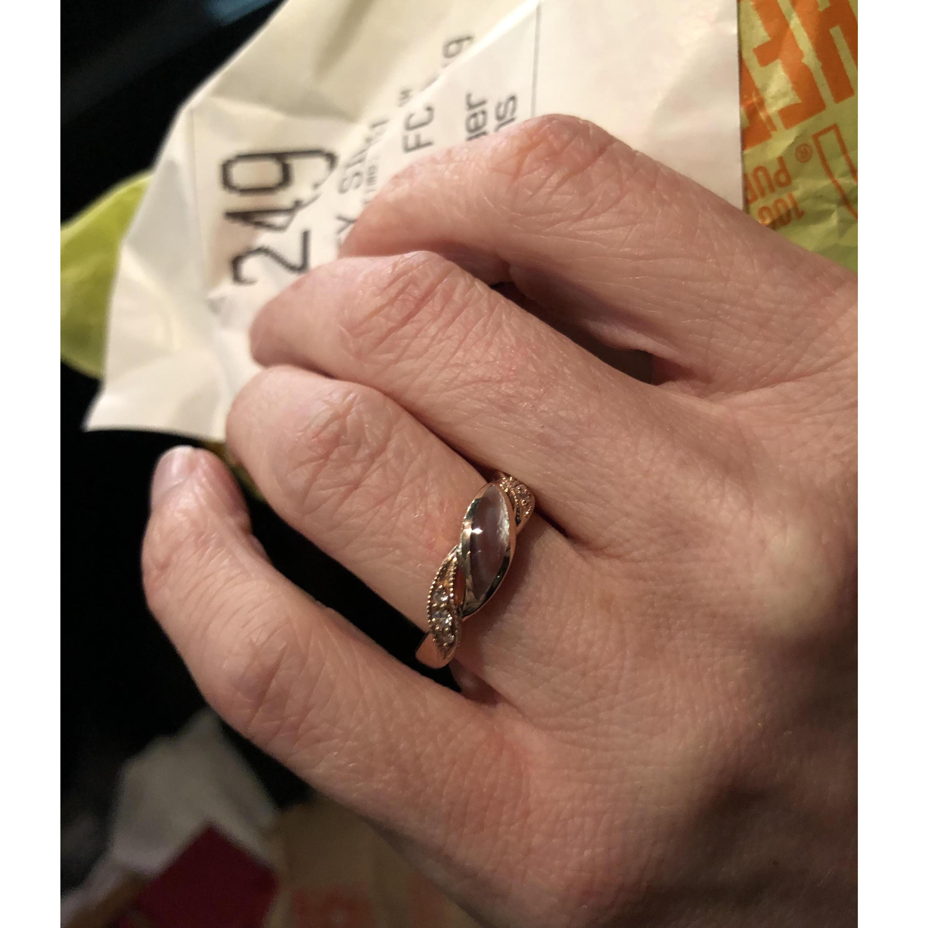 The night we got engaged. McDonald’s wrapper in hand :)