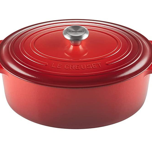 Le Creuset Signature Enameled Cast Iron Oval Dutch Oven, 8 qt, Cerise