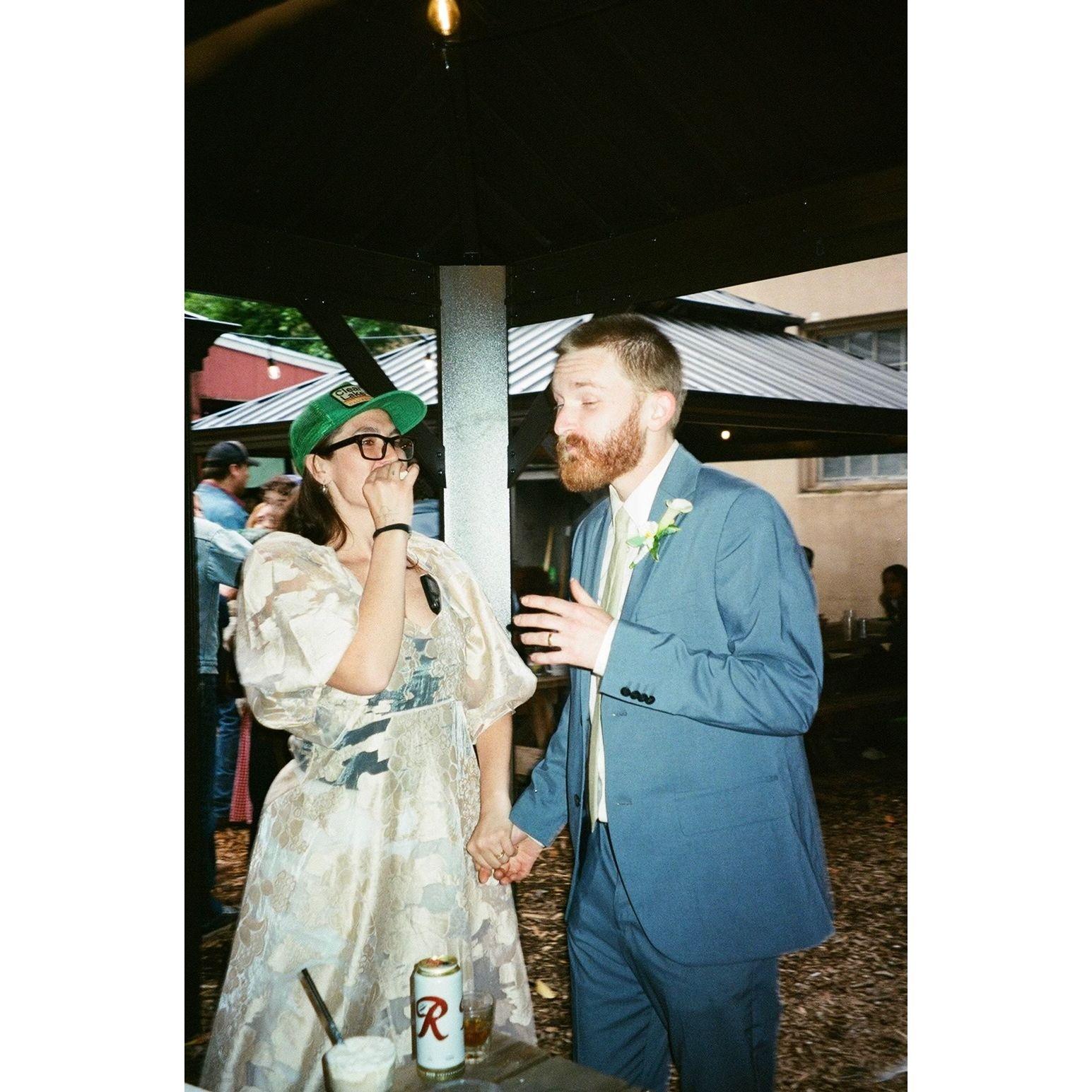 Cutting the cookie at our legally binding engagement party. (2024)