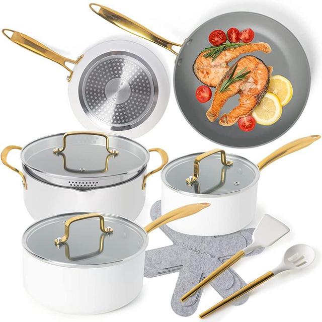 Styled Settings Gold Stainless Steel Cooking Utensils Set