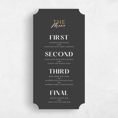 Grey Ticket Wedding Menu - Finneas