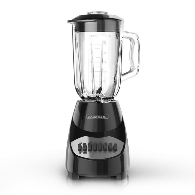 BLACK+DECKER BL2010BG Countertop Blender with 6-Cup Glass Jar, 10 Speed Settings, Black