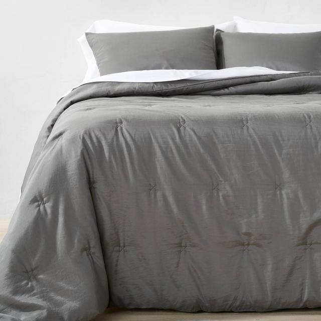 3pc King/California King Lyocell Cotton Blend Comforter & Sham Set Dark Gray - Casaluna™