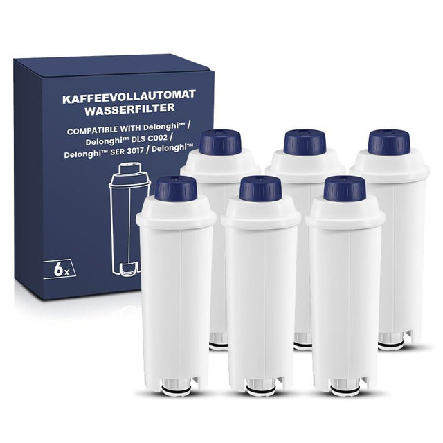 Mutital Coffee Machine Filter, Delonghi Filter Replacement for DLSC002, Delonghi Magnifica Evo, Dinamica Plus, ESAM, ETAM, BCO, EC. Activated Carbon Water Filter Cartridges Softener (6 Pcs)