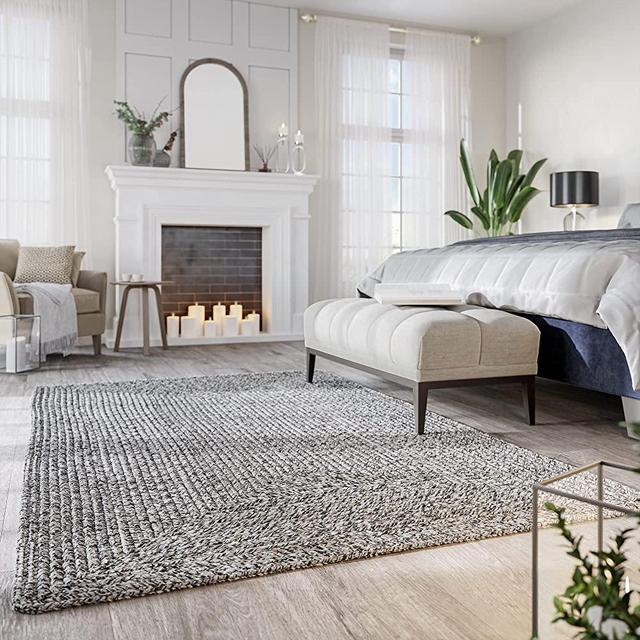 BELLEZE Area Rug Modern Solid Colored Indoor Outdoor Rug, Accent Rug for Patio, Living Room or Kitchen, Luxury Bohemian Style Home Decor, 5' x 8' - Light Gray