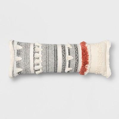 Tufted Multi Fringe Oversized Lumbar Pillow Cream  - Opalhouse™