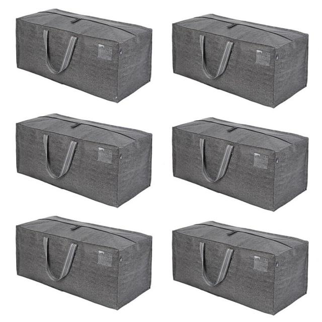 VENO 6 Pack Moving Bags w/Backpack Straps, Moving Supplies, Moving Boxes, College Packing Storage Boxes with Lids Alternative, Heavy Duty, Extra Large, Sturdy Handles, Zippers (Gray, 6 Pack)
