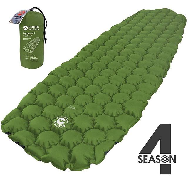 ECOTEK Outdoors Insulated Hybern8 4 Season Ultralight Inflatable Sleeping Pad with Contoured FlexCell Design - Easy, Comfortable, Light, Durable, Hammock Approved - Sub Zero Temp Rating