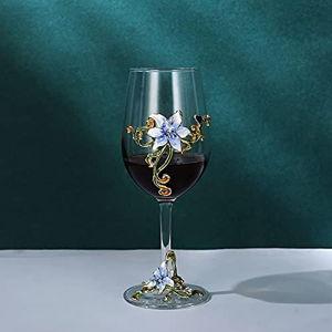 Enamel Flower Gin Balloon Glass Wine Glass (Blue lily)