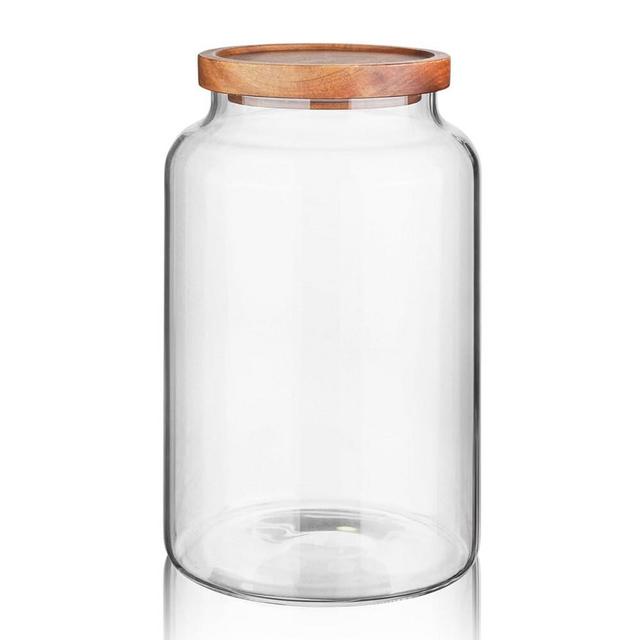 Labina Glass Storage Container Airtight Food Jars Kitchen Canister with Wood Lids,87 Oz Wide Mouth Pantry Organization Glass Jar for Flour, Sugar, Cookie, Spagetti, Nuts and Candy