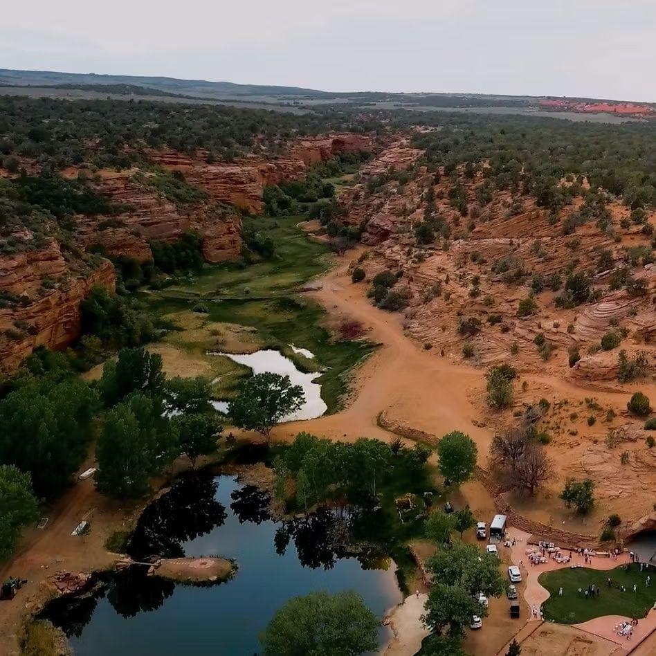 Aerial View of Cave Lakes Canyon - Wedding venue