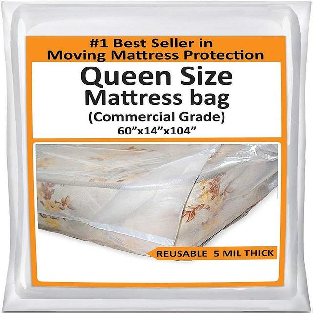 Mattress Bags for Moving Queen -Mattress Storage Bag - 5 Mil Heavy-Duty - Thick Plastic Bed Mattress Cover Protector for Moving Queen - Reusable Bed Moving Supplies
