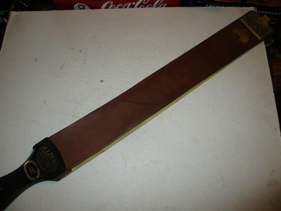 Illinois Razor Strop Company model 127 - Leather Razor Strop - Barbershop style form for razor sharpening - linen finish