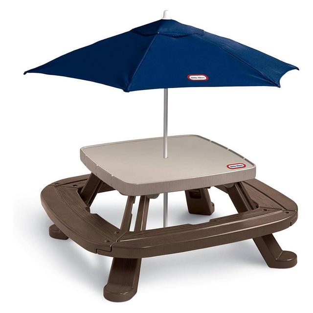 Little Tikes Fold 'n Store Picnic Table with Market Umbrella Playset Table
