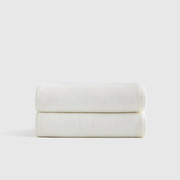 Turkish Waffle Terry Bath Towel (Set of 2) - Ivory