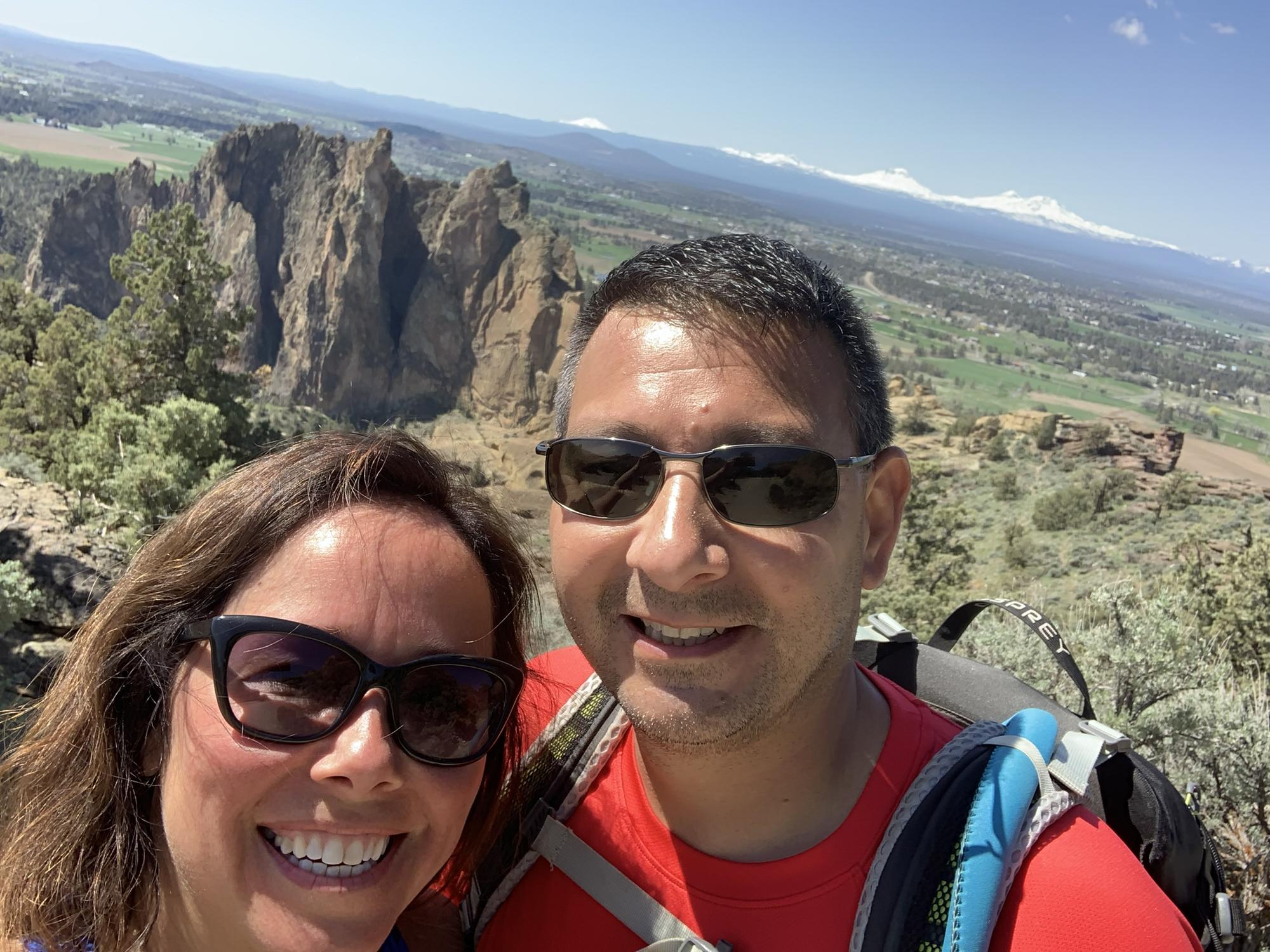 Hiking at Smith Rock in Bend, OR. Knew I loved him when he brought Pringles and Prosecco to enjoy.
