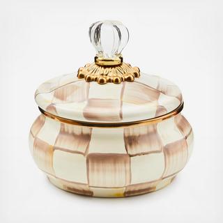 Mocha Check Stainless Steel Squashed Pot