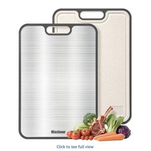 Titanium Cutting Boards for Kitchen, Non Toxic 2-in-1 Cutting Board Double Sided, Food Grade Chopping Boards for Fresh Meat Vegetable, Easy to Clean Large Size 16”×11”