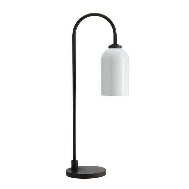 Claremont Milk Glass Table Lamp, Cylinder, Bronze