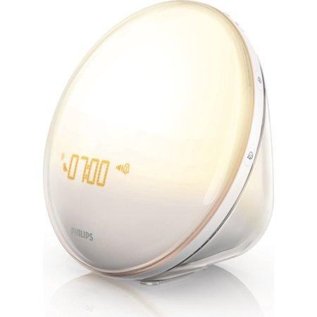 Philips Wake-Up Light Alarm Clock with Colored Sunrise Simulation and Sunset Fading Night Light, White (HF3520)