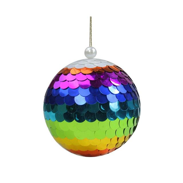 Northlight Shiny Sequin Rainbow Hanging Ball Christmas Ornament