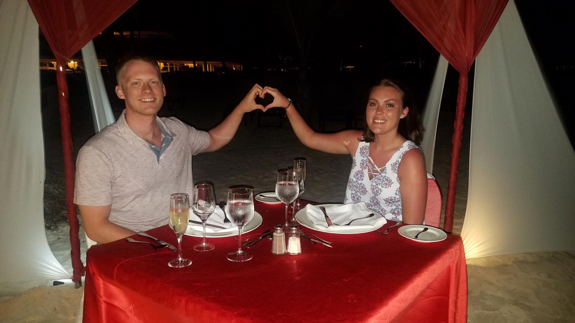 Dinner on the beach in the Dominican Republic to celebrate our engagement ❤️
