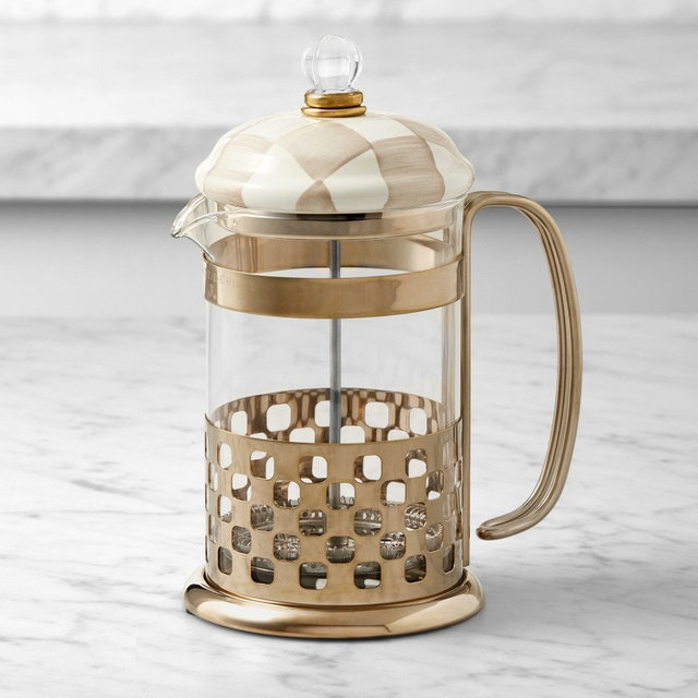 MacKenzie-Childs French Press, Mocha Check