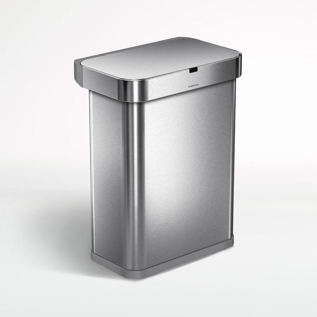 simplehuman ® Brushed Stainless Steel 58-Liter Rectangular Sensor Can with Voice and Motion Control