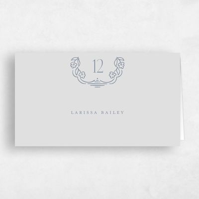 Periwinkle Gray, Grey Wedding Place Card - Sorsha