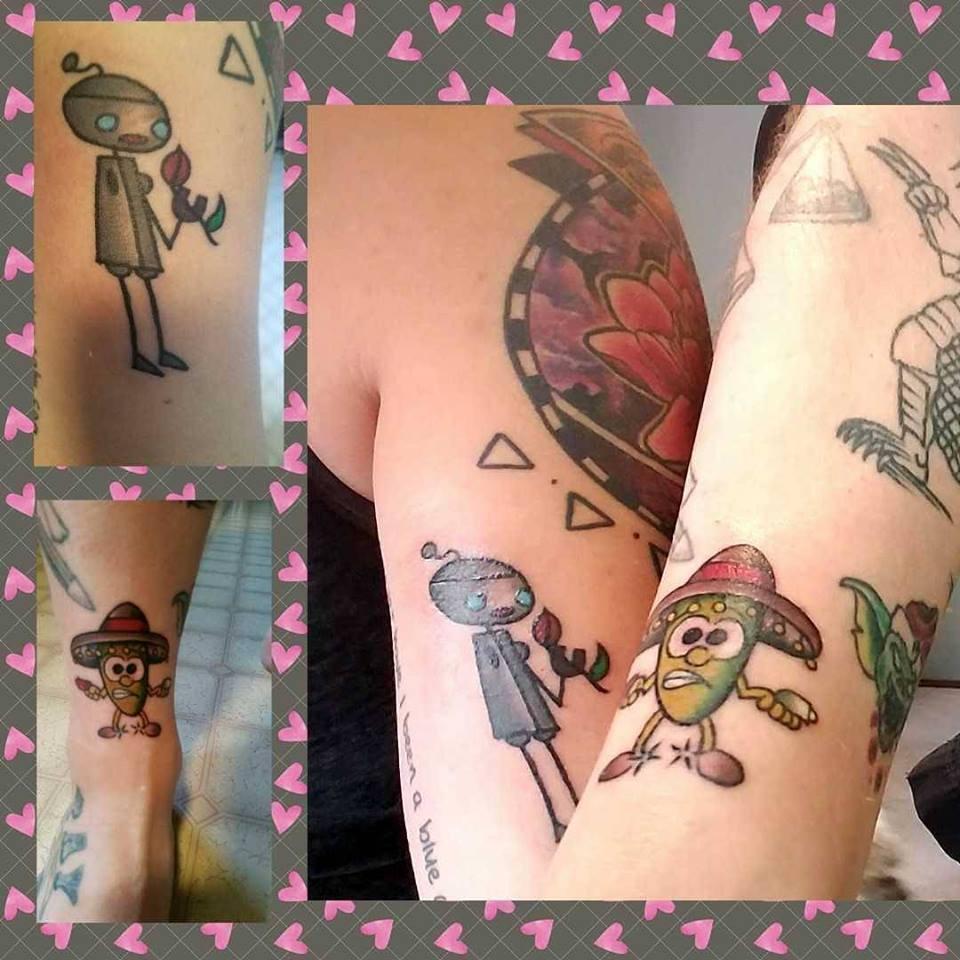 Tattoos for our nicknames. I am his tulip and he is my spicy jalapeno.