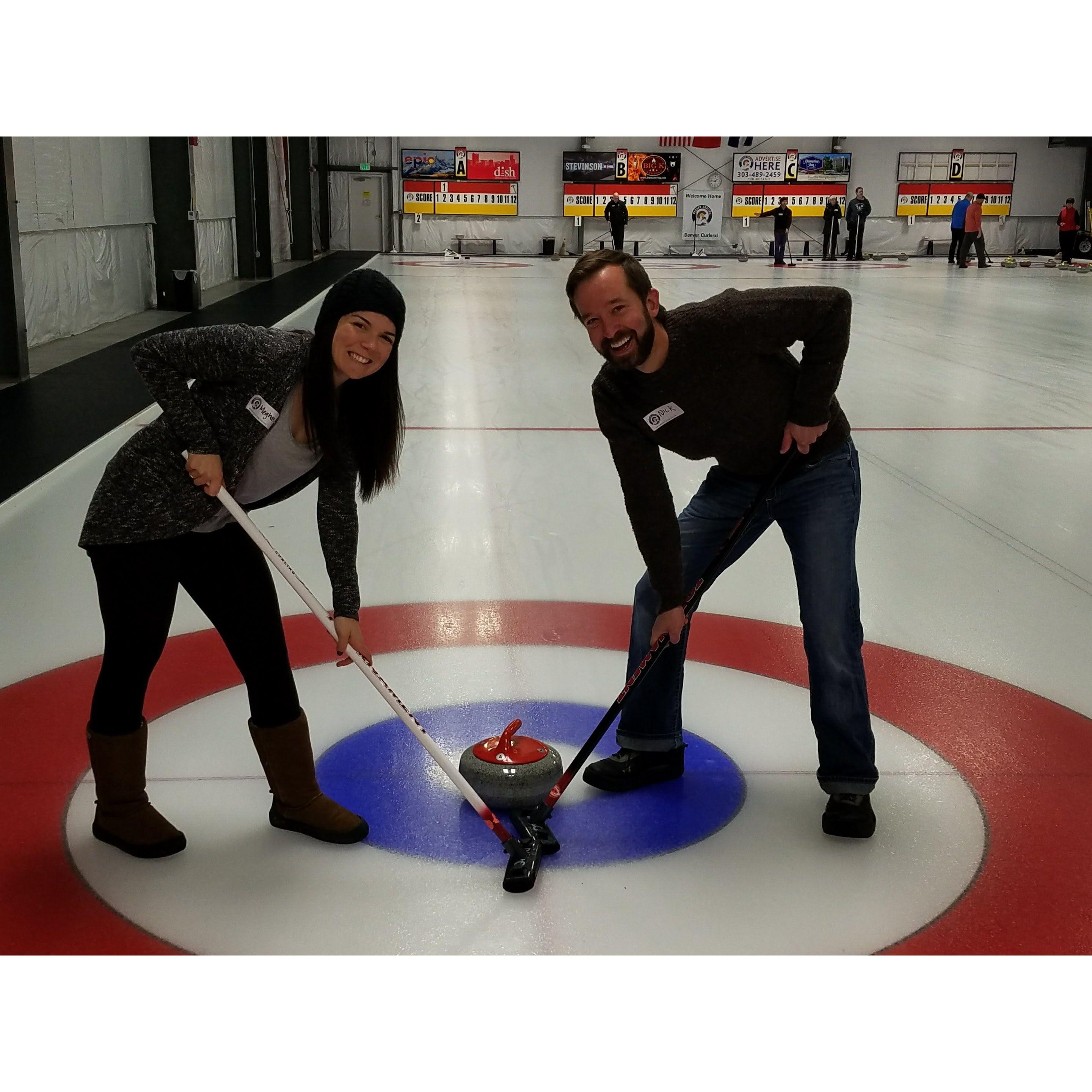 Learning curling in Colorado while the Winter Olympics played behind us on TV (Feb. 2018)