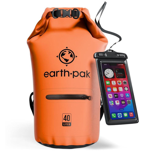 Earth Pak Waterproof Dry Bag with Zippered Pocket - Waterproof Dry Bag Backpack Keeps Gear Dry