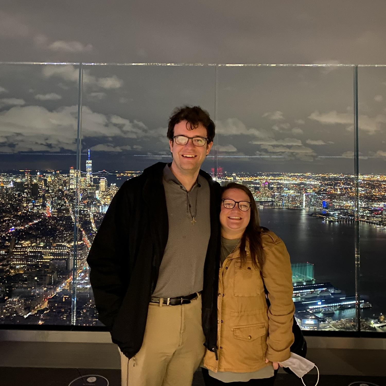 We both lived in New York City after we graduated from Penn. In this picture, we are on top of the Edge NYC, our favorite NYC observation deck.