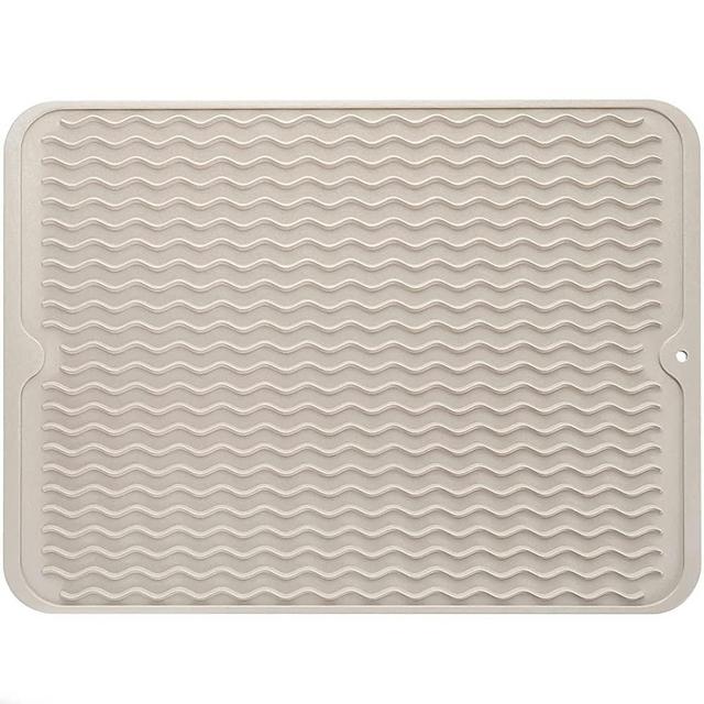 MicoYang Silicone Dish Drying Mat for Multiple Usage,Easy clean,Eco-friendly,Heat-resistant Silicone Mat for Kitchen Counter or Sink,Refrigerator or Drawer liner Tapioca L 16 inches x 12 inches