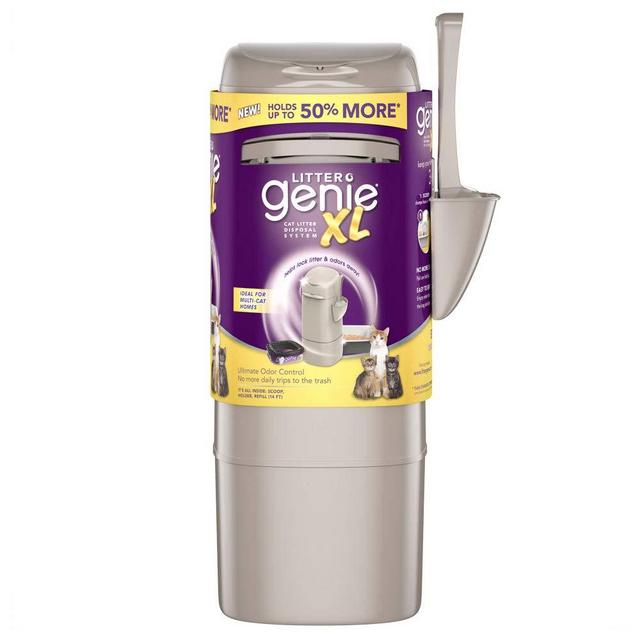 Litter Genie XL Pail, Ultimate Cat Litter Disposal System, Locks Away odors, Includes One Refill, Silver