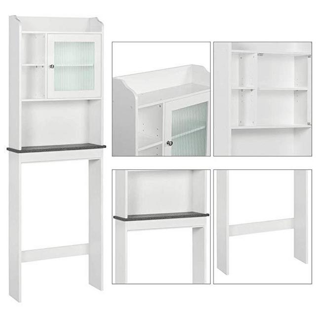 Yaheetech Over The Toilet Cabinet Space-Saving - Bathroom Free-Standing Cabinet w/Adjustable Shelves, 23.2in L x 7.4in W x 68.9in H