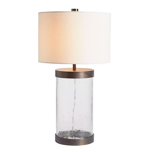 Murano Glass 24" Table Lamp & Medium Straight Sided Gallery Shade, Bronze Base/White Shade