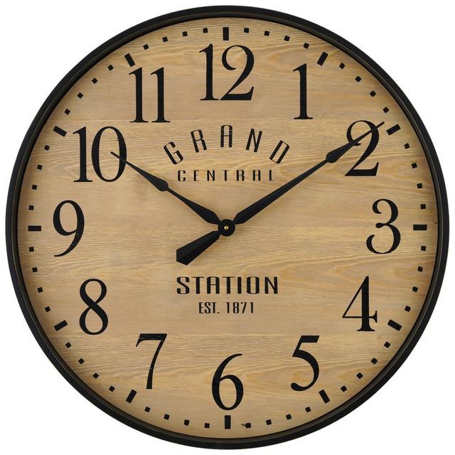 26" Grand Central Station Wall Clock Tan/Black - Threshold™